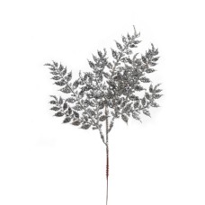 10.5 Inch Silver Glittered Ash Leaf Pick with 9 leaves (Lot of 12 Sprays) SALE ITEM